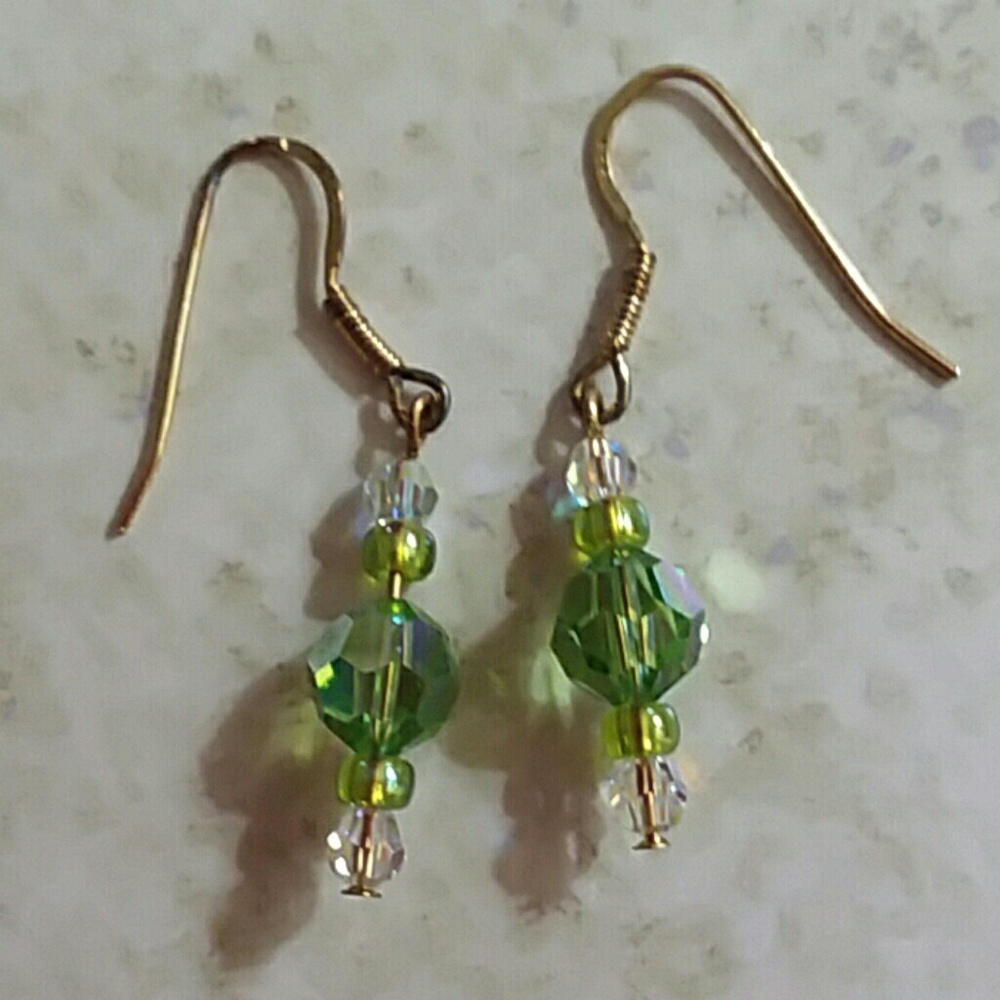 Swarovski Goldtone Green Earrings